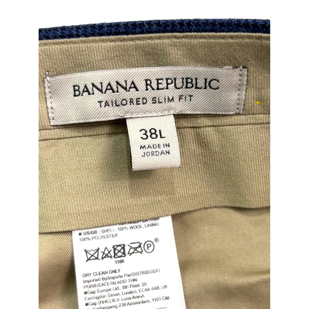Banana Republic‎ 38x34 Blue Plaid Vitale Barberis Canonico Flannel Wool Pants